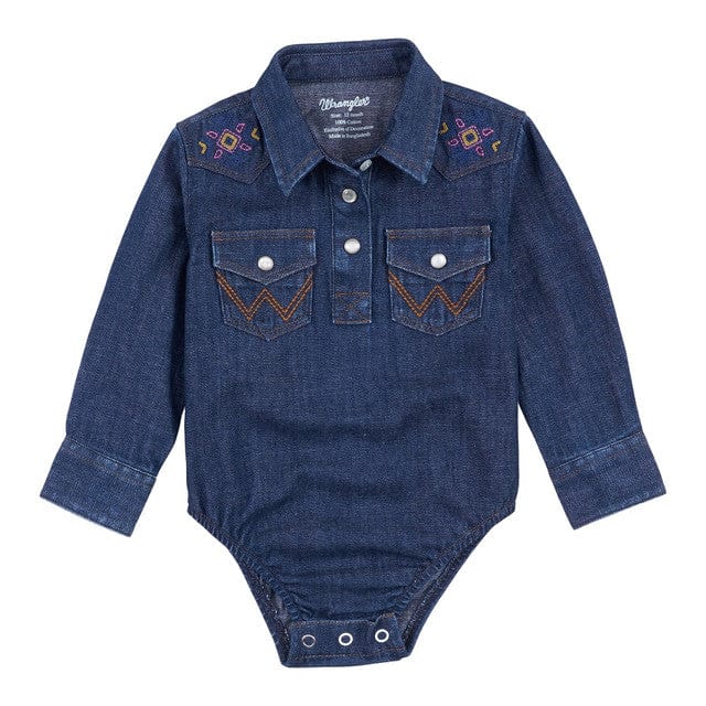 Wrangler Infant Girl Bodysuit - Soft Cotton Baby Onesie for Newborns & Toddlers - Perfect for Playtime, Daycare & Family Outings