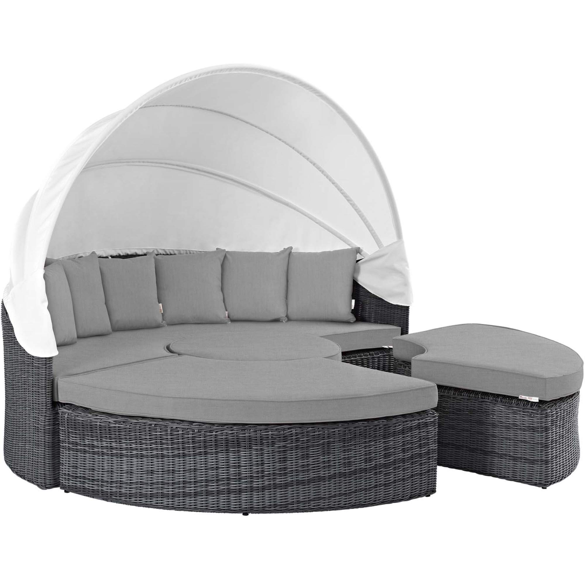 Ergode Summon Outdoor Patio Daybed with Canopy - Water-Resistant Sunbrella Cushions in Canvas Gray - Perfect for Poolside Lounging, Garden Relaxation & Backyard Retreats