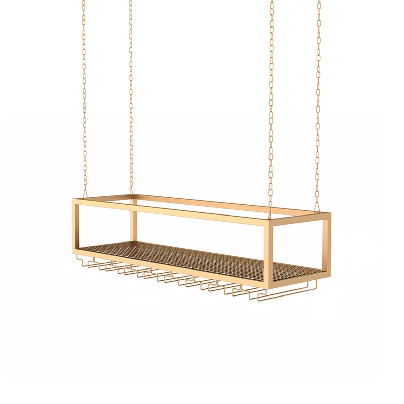NMDCDH Ceiling Hanging Floating Organizer Shelf - Iron Art Wine Storage Display for Bottles & Glass Stemware (120x25x20cm) - Perfect for Home Bar, Kitchen, Restaurant Decor
