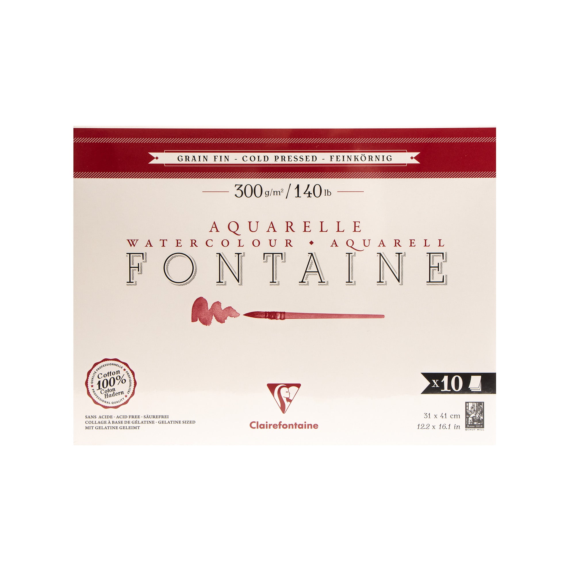 10-Sheet Fontaine Cold Pressed Watercolor Paper Pack - Perfect for Artists, Sketching & Professional Painting Projects