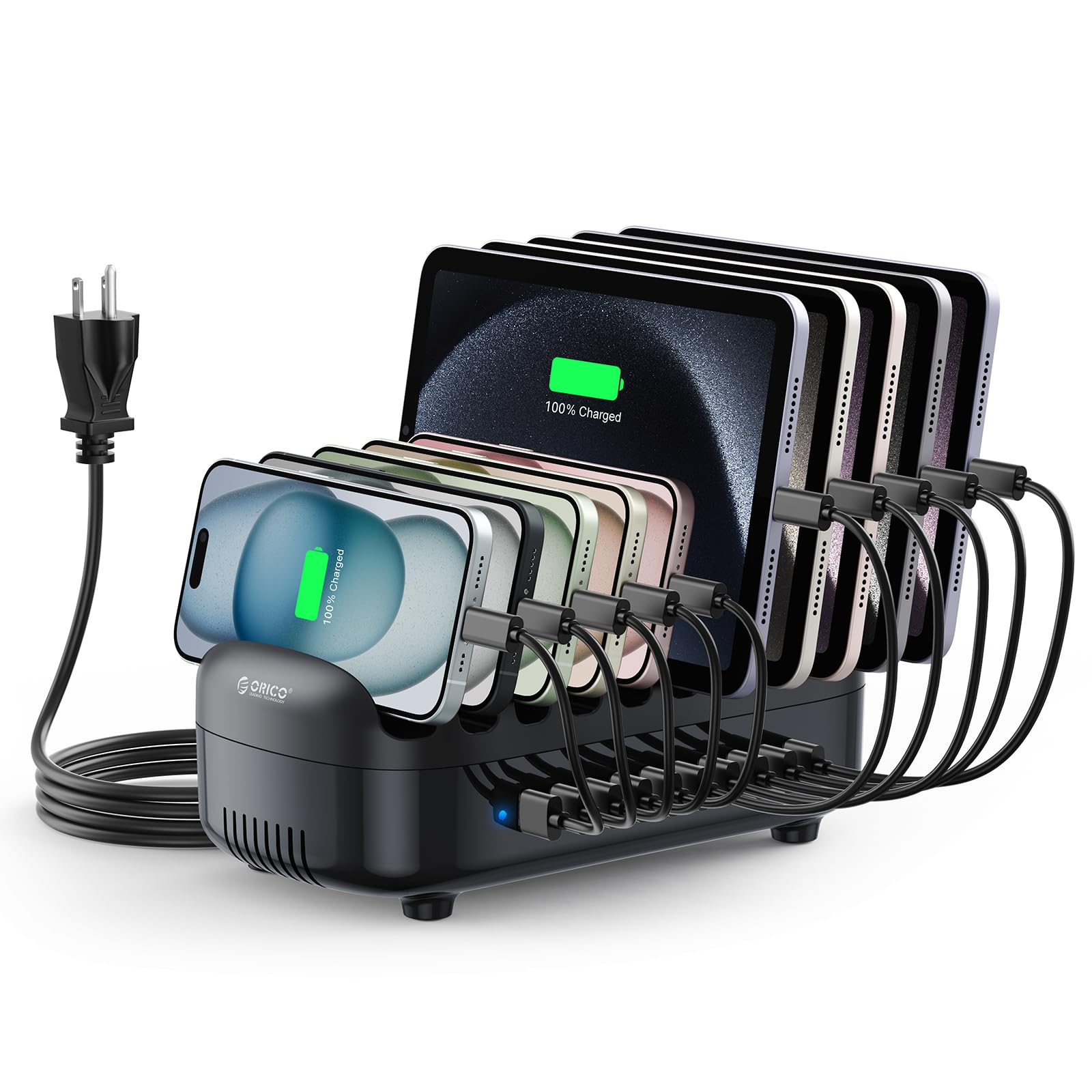 ORICO 10-Port 120W USB Charging Station for iPad, Phone, Tablet - Home & Office Use