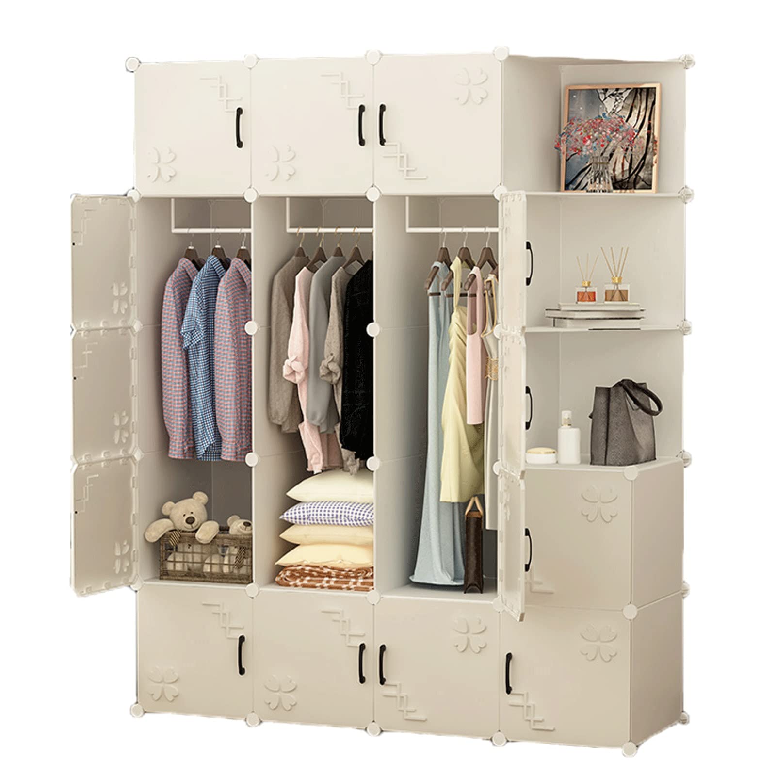 Portable Closet Organizer with Storage Cubes - Foldable Wardrobe Shelf for Bedroom, Closet & Dorm Room Organization - Perfect for Clothes, Shoes & Accessories Storage