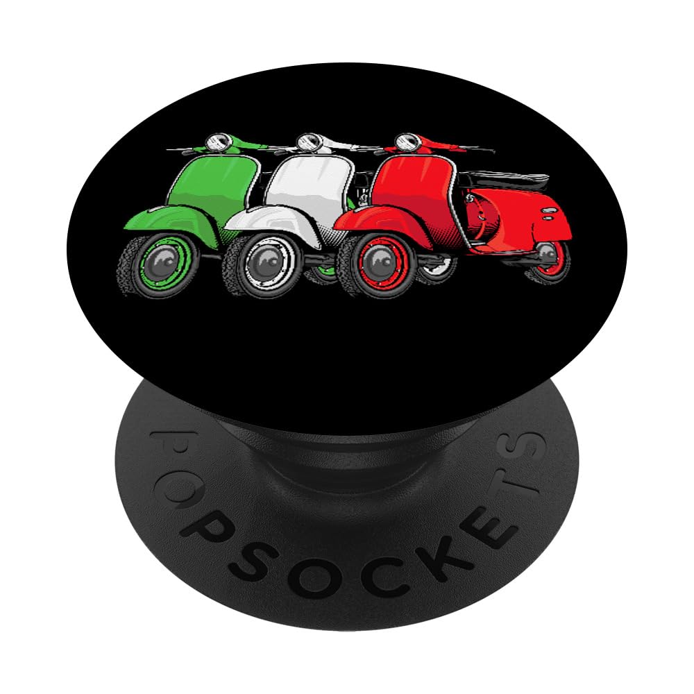 Italy Flag Moped Scooter PopSockets PopGrip - Swappable Phone Grip & Stand for Phones, Tablets - Perfect for Commuting, Travel & Outdoor Adventures