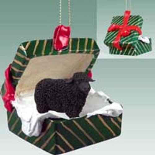 Black Sheep Gift Box with Green Ornament - Perfect for Christmas Decorations, Holiday Gifts & Home Decor