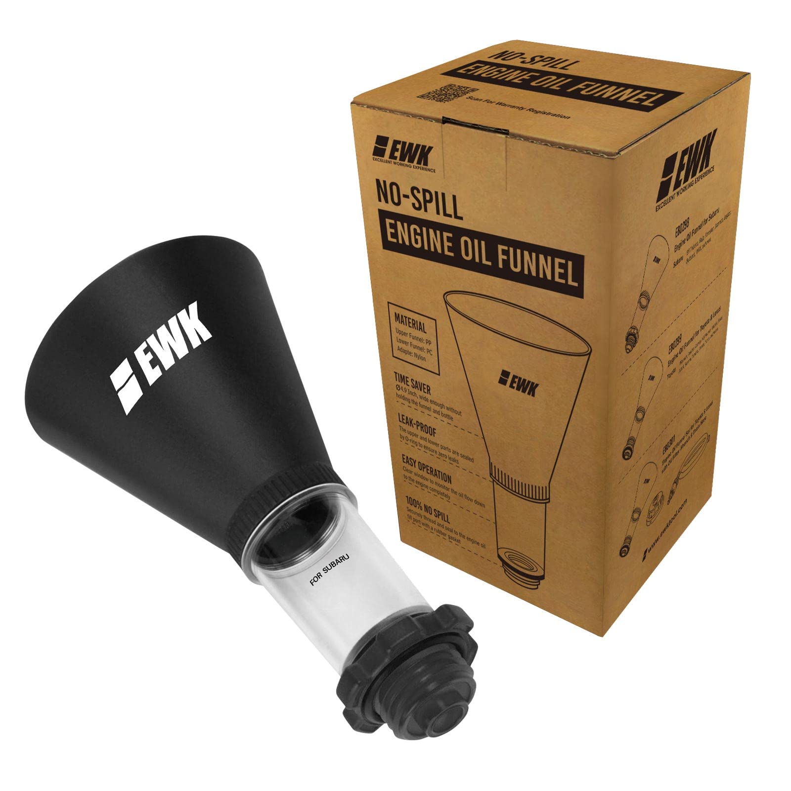 EWK Threaded Oil Funnel for Subaru Vehicles - Spill Proof Engine Oil Filler Funnel with Secure Fit for Oil Changes - Perfect for DIY Car Maintenance & Quick Oil Refills