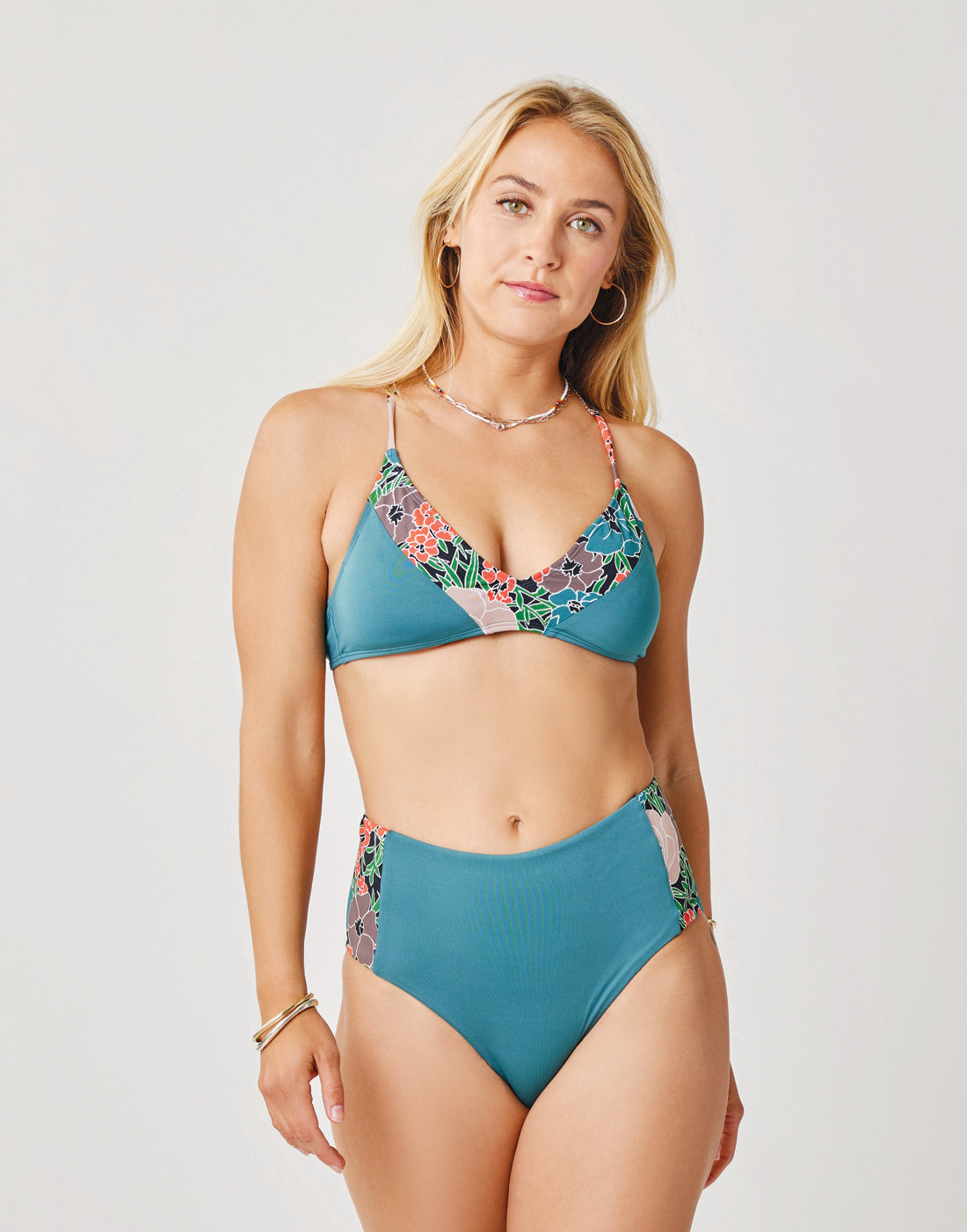 Erin Colorblock Bottom: Hydro with Jardin Print - Women's Fashion Skirt | Perfect for Casual Outings, Beach Vacations & Summer Parties