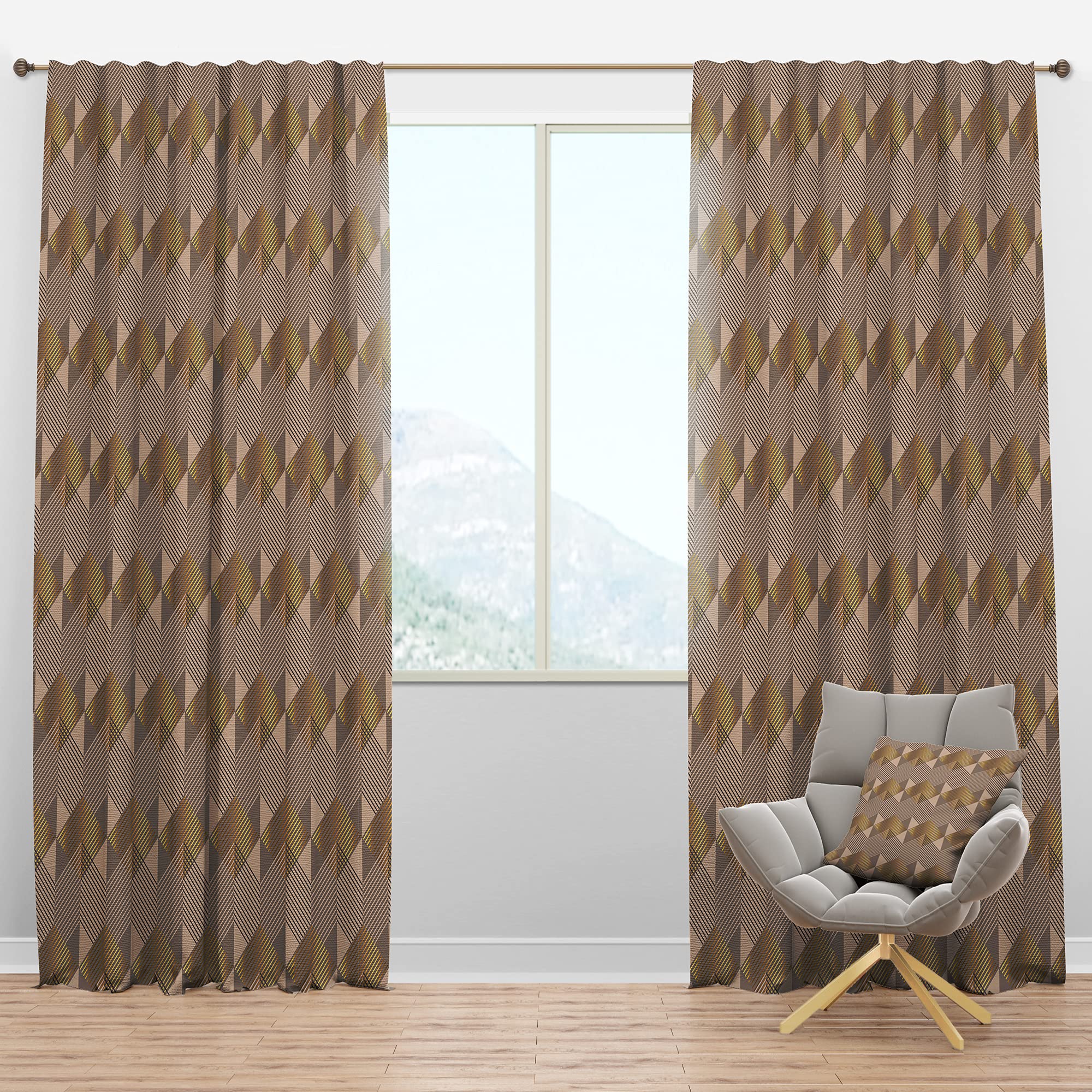 DesignQ Blackout Curtains - Retro Square Pattern Thermal Insulated Drapes for Bedroom & Living Room (52x108, Single Panel) - Perfect for Light Blocking, Privacy & Temperature Control