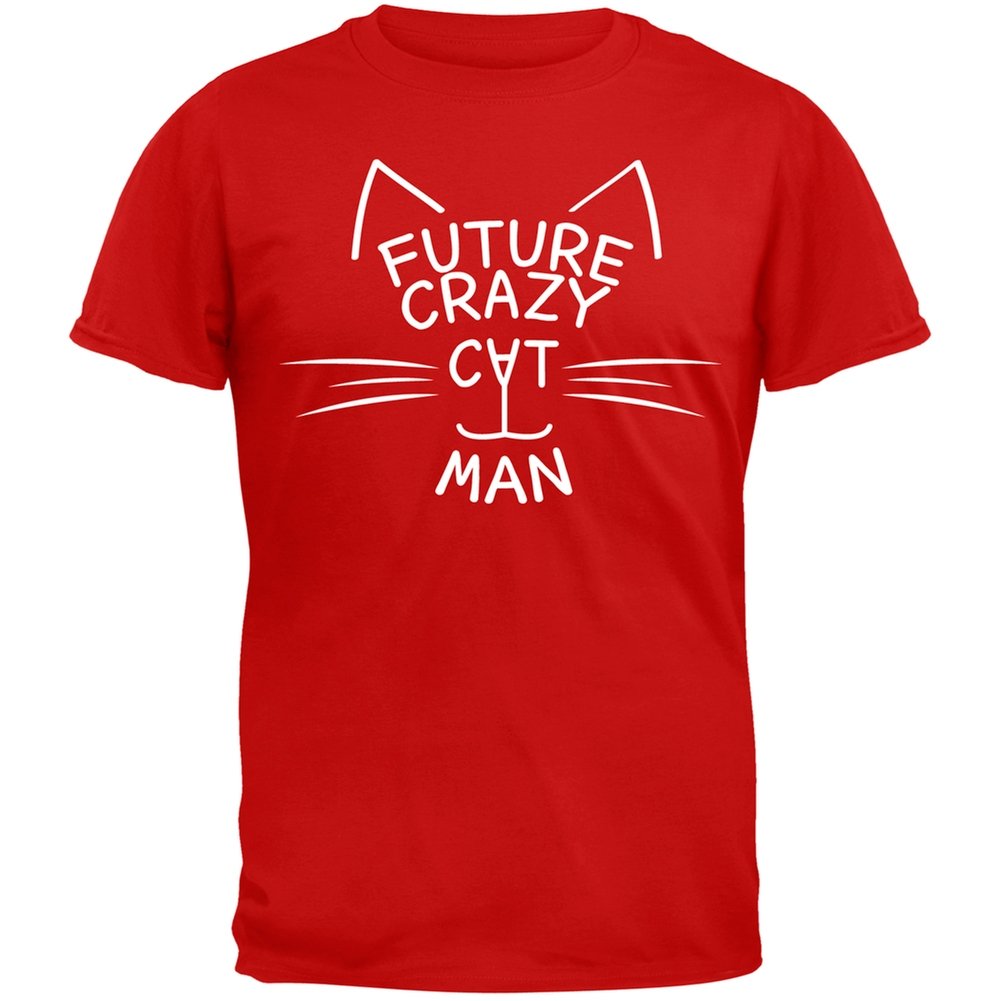 Future Crazy Cat Man Red Graphic T-Shirt - Funny Cat Lover Tee for Men - Perfect for Casual Wear, Gifts & Cat Enthusiast Events