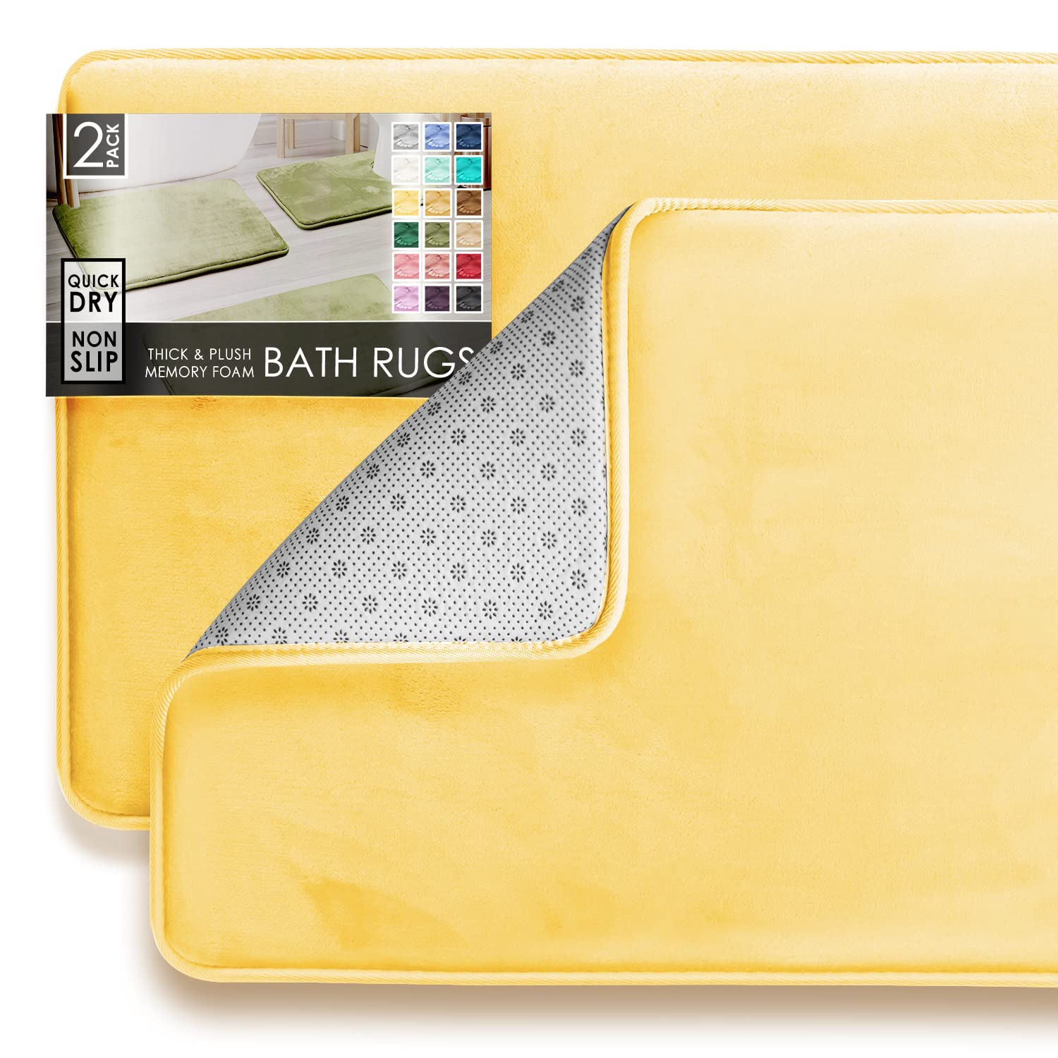 Clara Clark Bath Mat Set - Ultra Soft Non-Slip Bathroom Rugs for Home & Hotel Use
