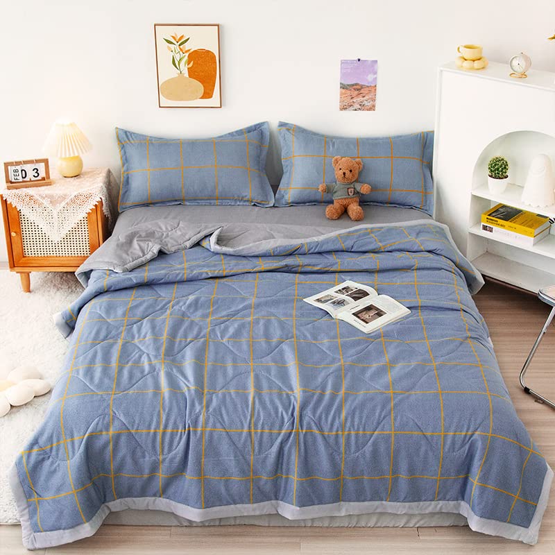 Dog Print Summer Quilt Set - Washed Cotton Thin Comforter for Kids & AC Use - 200x230cm Orange