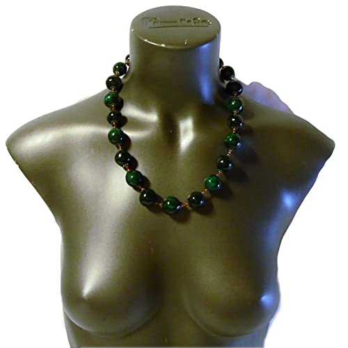 Women's Ceramic Bead Necklace - Solar Amazon Deep Green Jewelry for Everyday Wear & Gift Giving