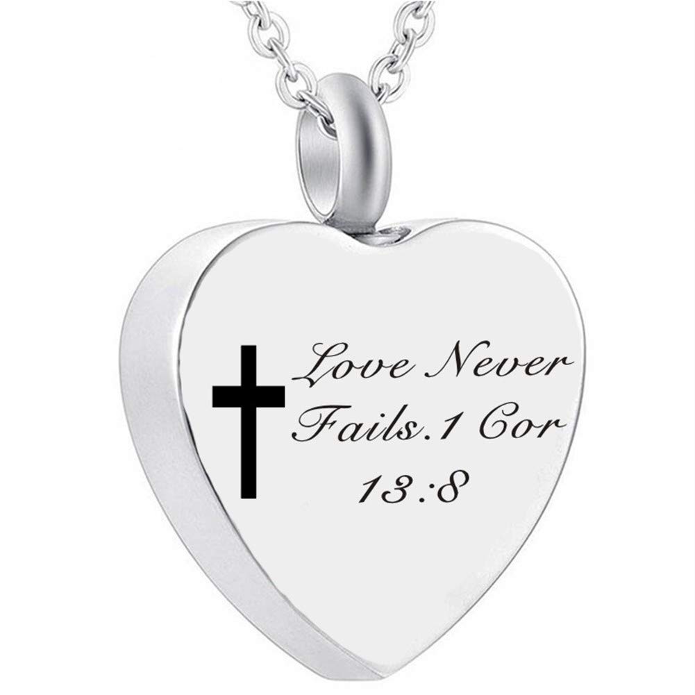 Personalized Bible Cremation Necklace - Stainless Steel Cross Pendant for Memorial Keepsake | Christian Jewelry for Men & Women