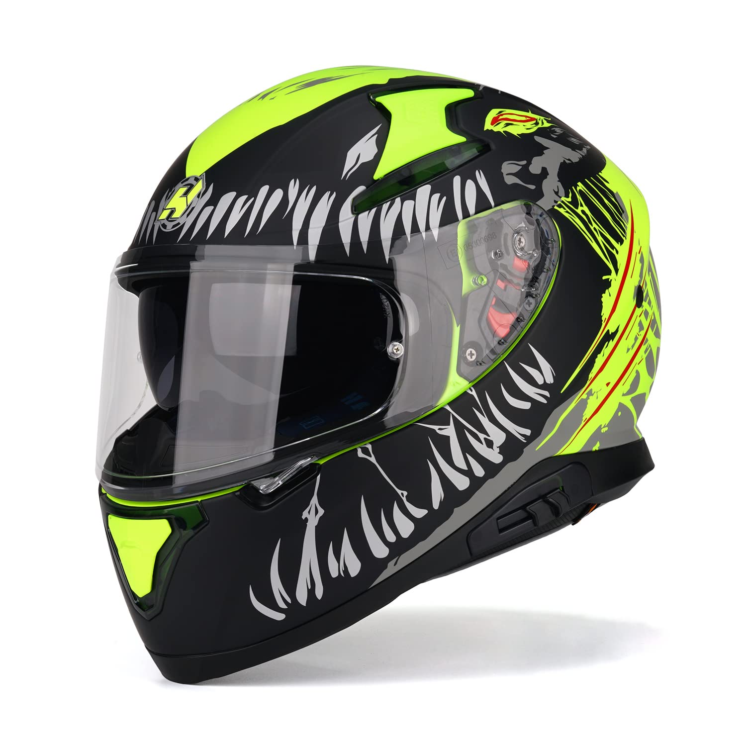 HAX Full Face Motorcycle Helmet DOT Approved - Lightweight & Durable Dual Rear Wing Design, Pinlock Ready Street Bike Helmet for Adults (Impulse Devour Yellow, XL) - Perfect for Urban Commuting & Long-Distance Riding