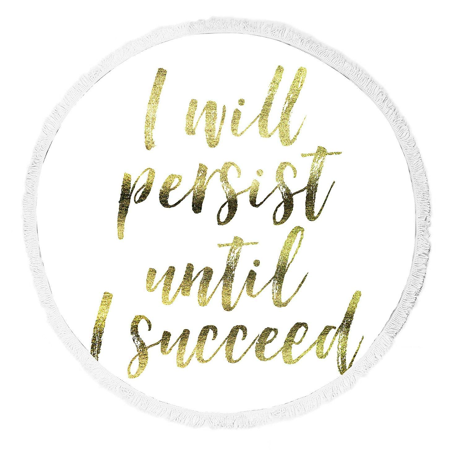 ABPHQTO Motivational Beach Towel - Large Soft Sand Blanket with Tassels for Yoga, Picnic & Outdoor Activities | I Will Persist Until I Succeed Inspirational Design