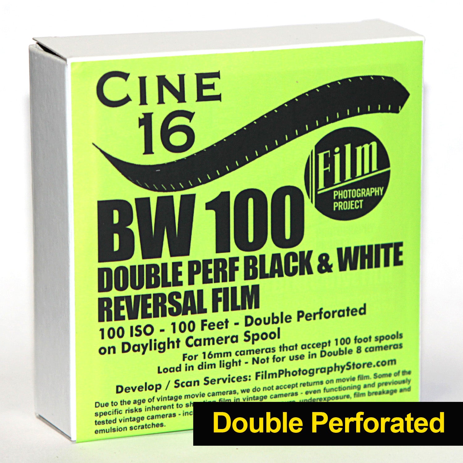 16mm Black & White Reversal Film - Double Perf, 100 ISO, 100 ft Roll for Vintage Cinematography & Analog Film Projects