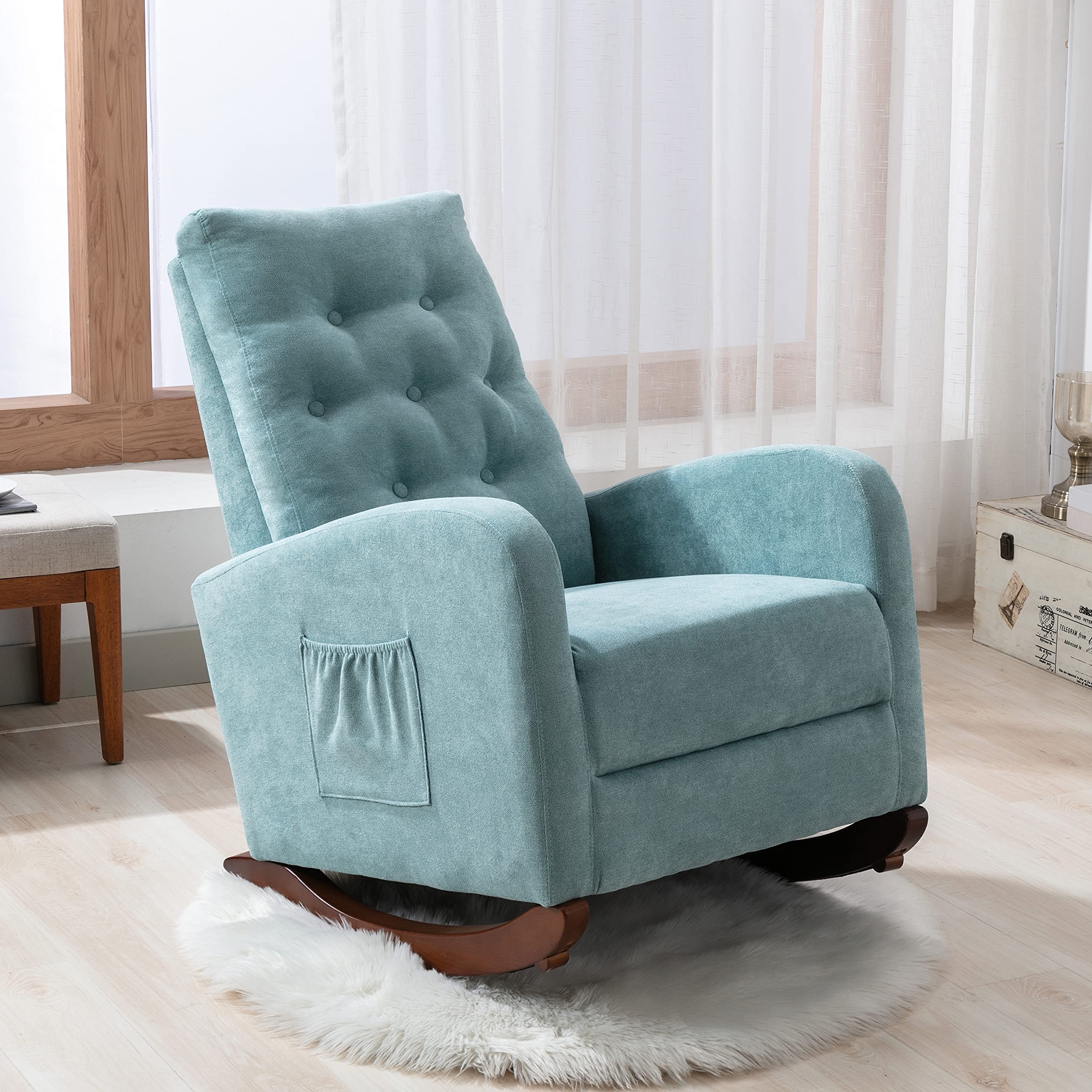 Harper & Bright Designs Baby Nursery Rocking Chair - High Back Upholstered Rocker with Padded Seat, Modern Comfortable Armchair for Nursing & Breastfeeding - Perfect for Nursery Rooms, Bedrooms & Baby Shower Gifts