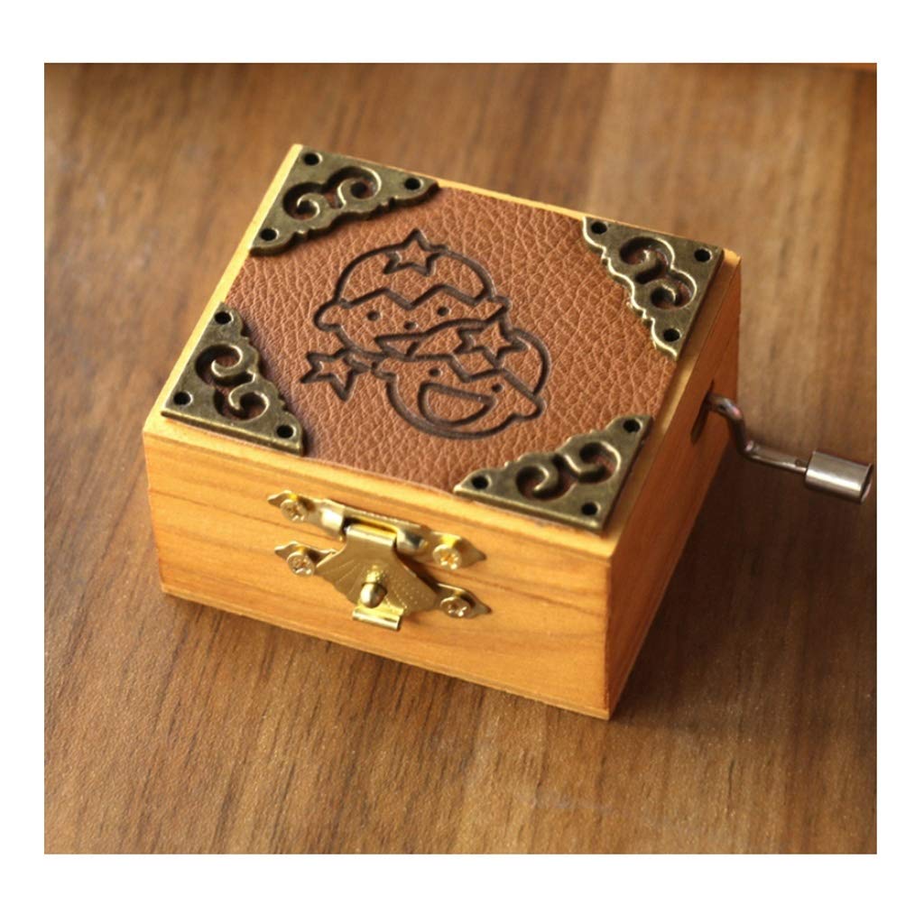 AVEO Gemini Music Box - Hand-Cranked Wooden Retro Gift for Home Decor
