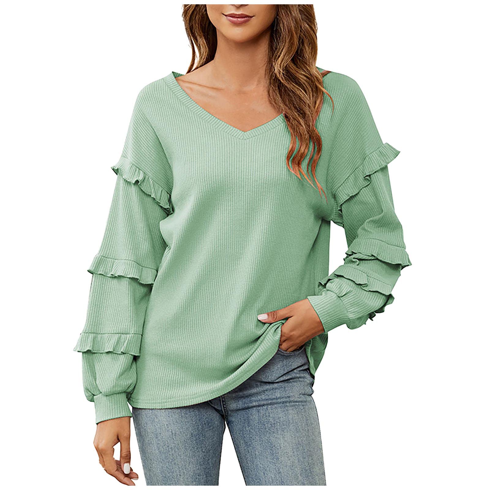 Women's Casual Loose Long Sleeve Printed Pullover Tops - Trendy Fall Fashion Sweater for Everyday Wear, Work & Weekend Outfits