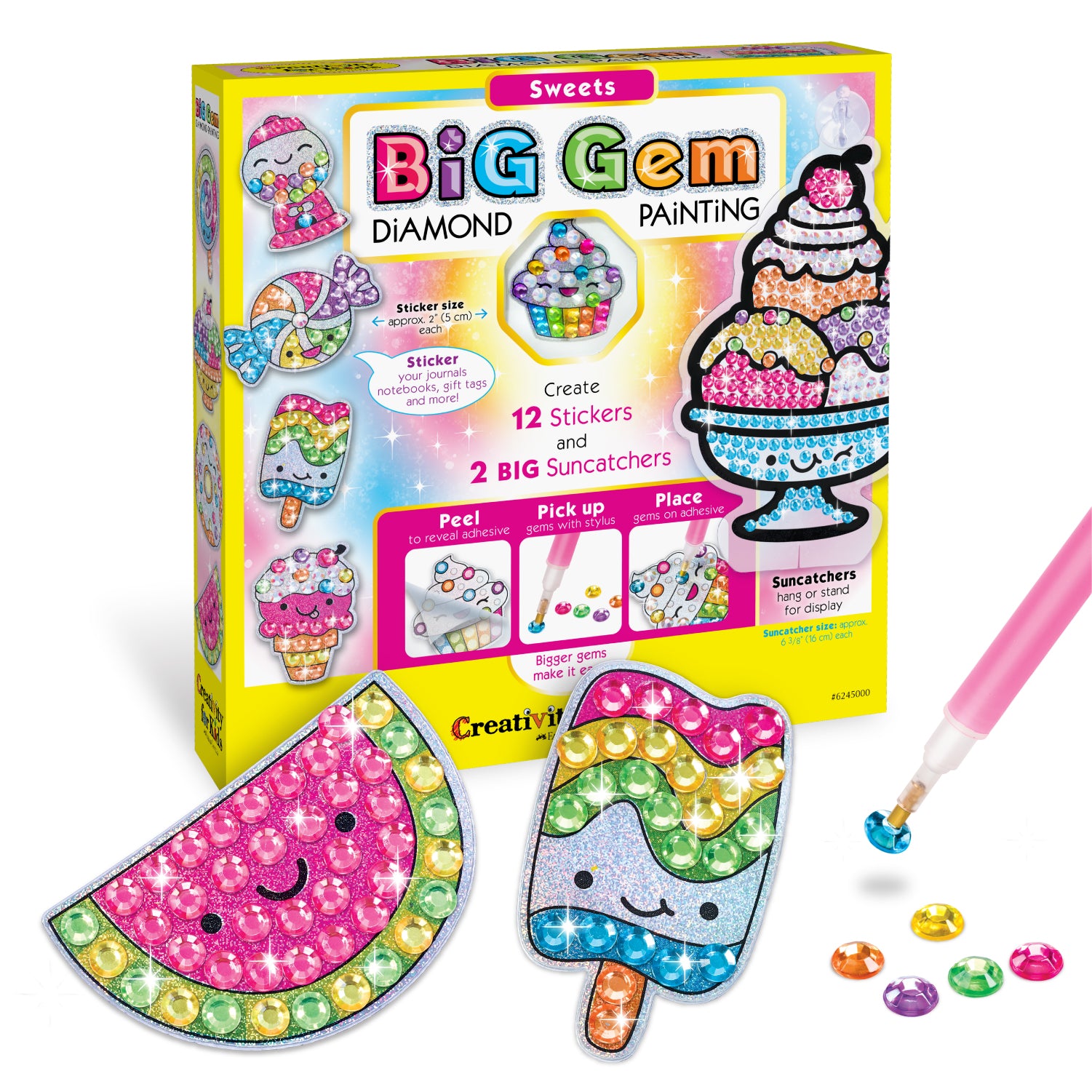 Creativity for Kids Big Gem Diamond Painting Kit - Sweet Treats Edition | DIY Art & Craft for Girls & Boys | Fun Home Activity & Gift Idea