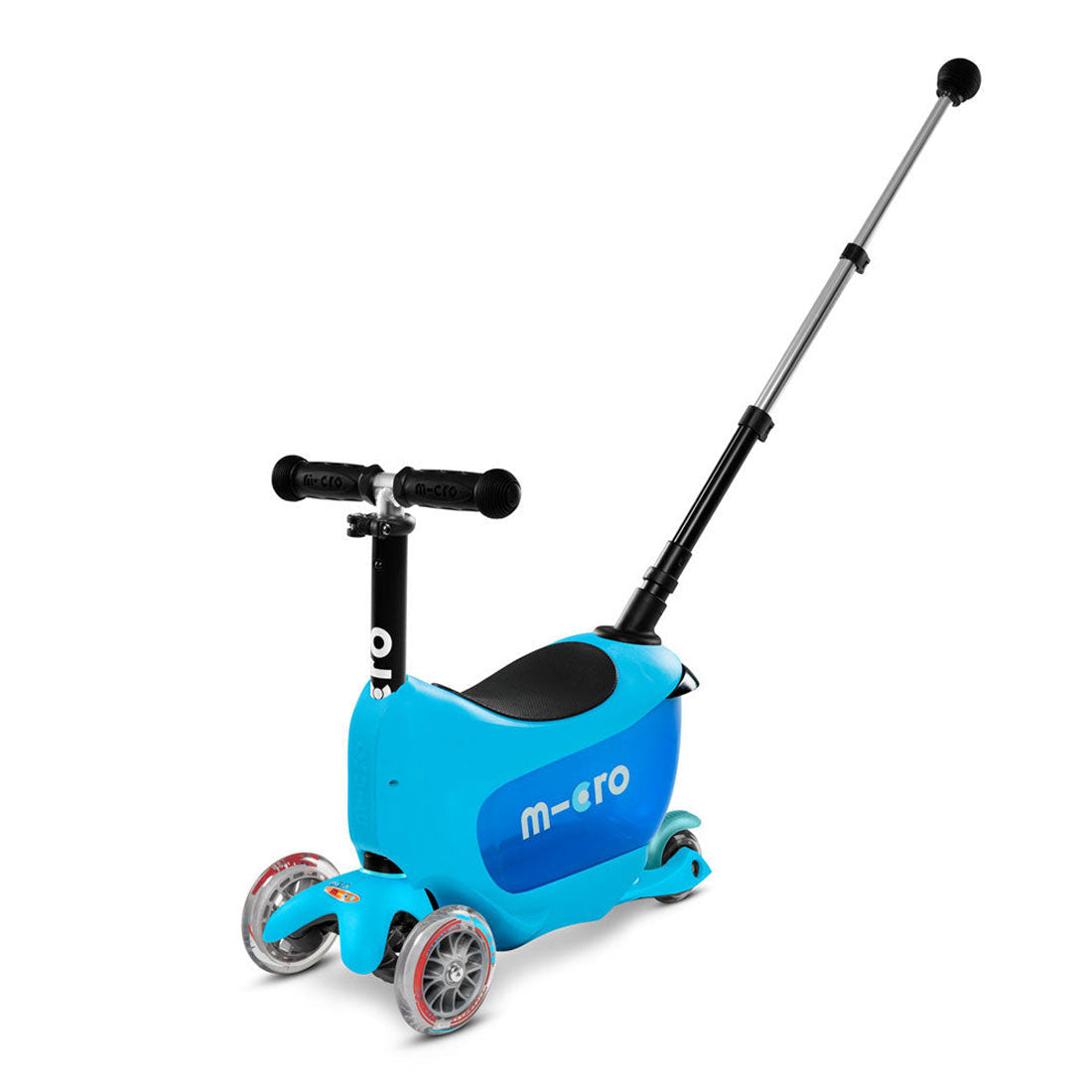 Micro Mini 2Go Deluxe Plus 3 Wheel Scooter for Kids - Lightweight Folding Kick Scooter with Adjustable Handlebar, Blue - Perfect for Commuting, School & Outdoor Play