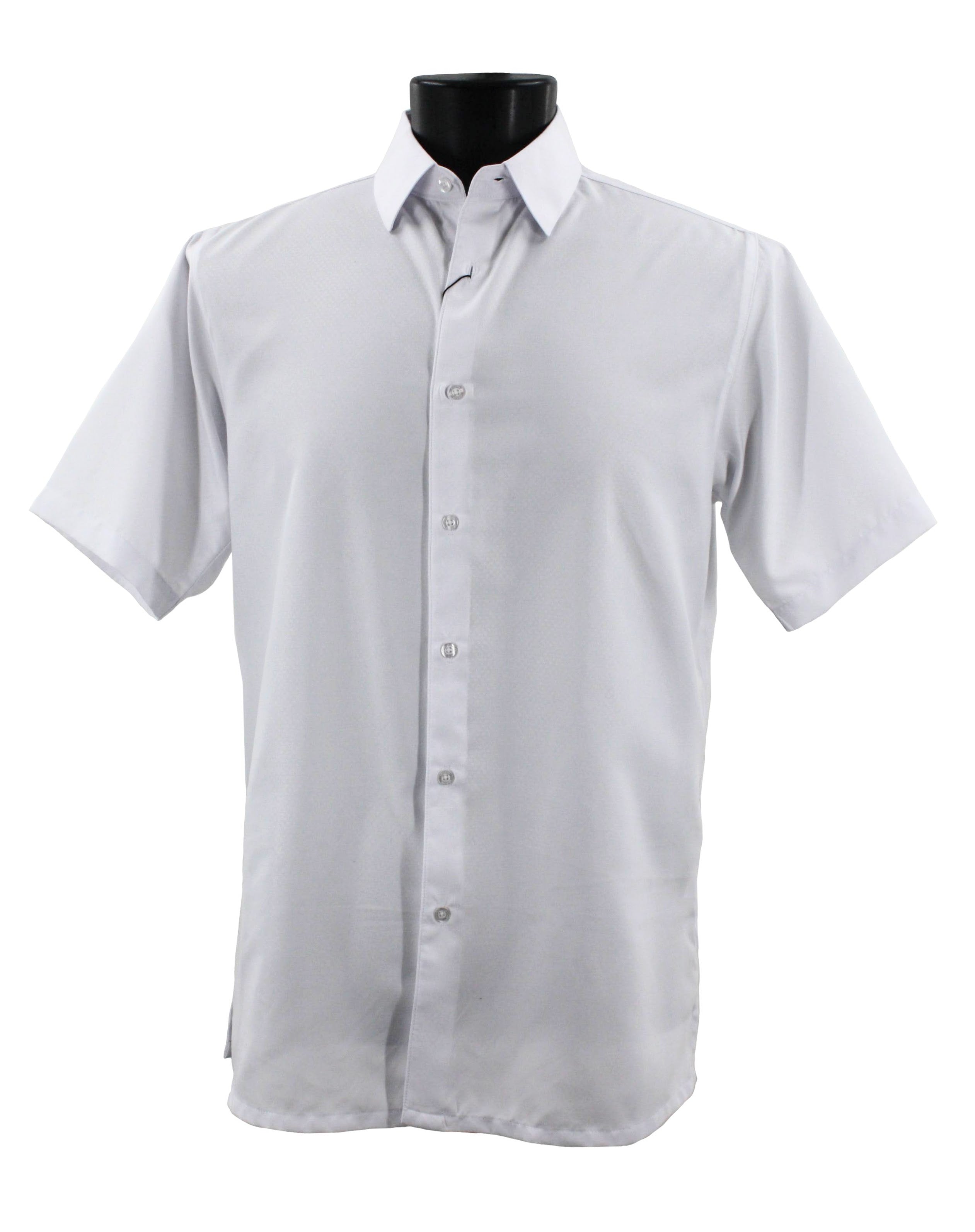 Bassiri Men's Short Sleeve Casual Shirt B2026 - Classic White Cotton Button Down Shirt for Business Casual & Summer Outfits