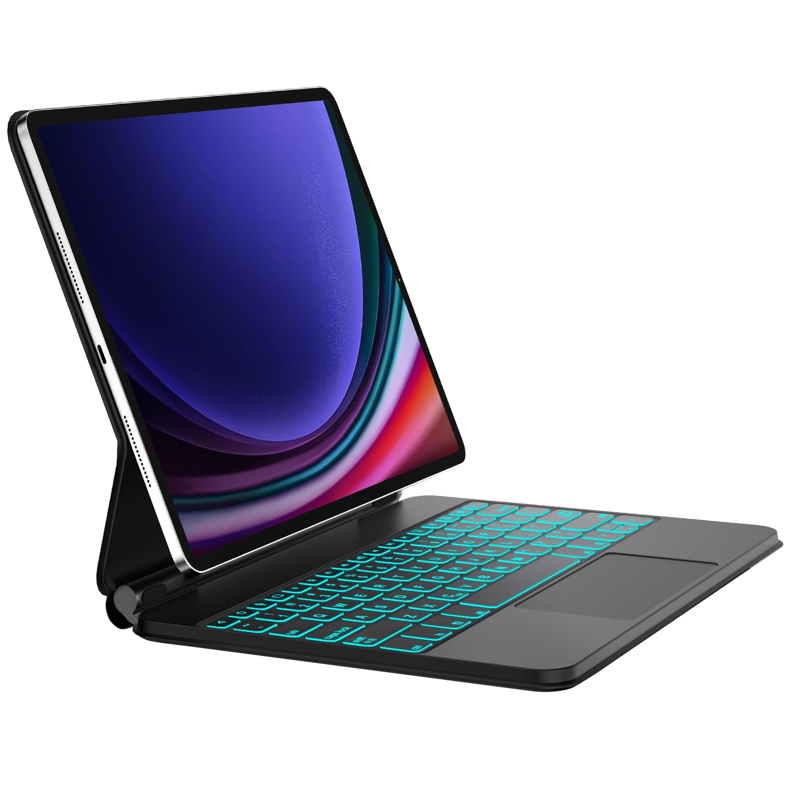 Samsung Galaxy Tablet S9+ Plus/S8 Plus/S7 FE/S7 Plus (12.4 inch) Magic Keyboard Case with 7-Color Backlight & Trackpad - Perfect for Work, Study, and Entertainment - Black