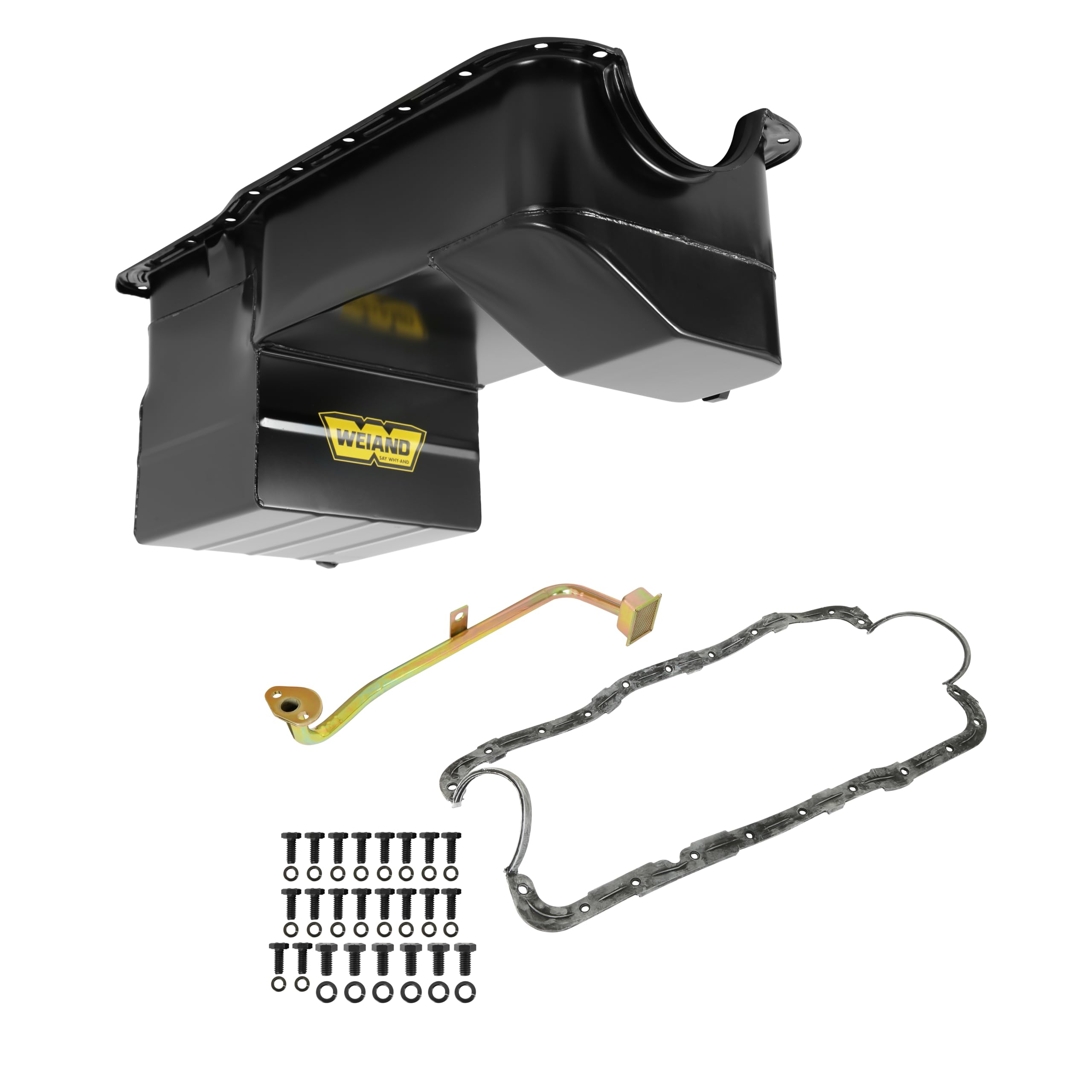Weiand 5038WND Fabricated Oil Pan Kit - High Performance Aluminum Oil Pan for Chevy Small Block Engines - Perfect for Street Rods, Hot Rods, and Performance Upgrades