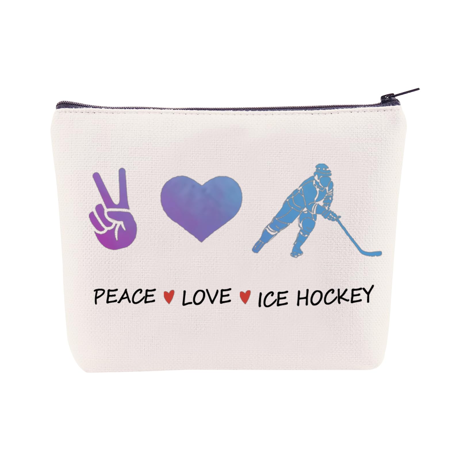 Stylish Canvas Cosmetic Bag - Inspirational Hockey Themed Makeup Pouch with Zipper, Perfect Travel Organizer for Ice Hockey Lovers | Funny & Unique Gift for Women (Birthday, Christmas) | Great for Sports Events, Gym & Daily Makeup Storage