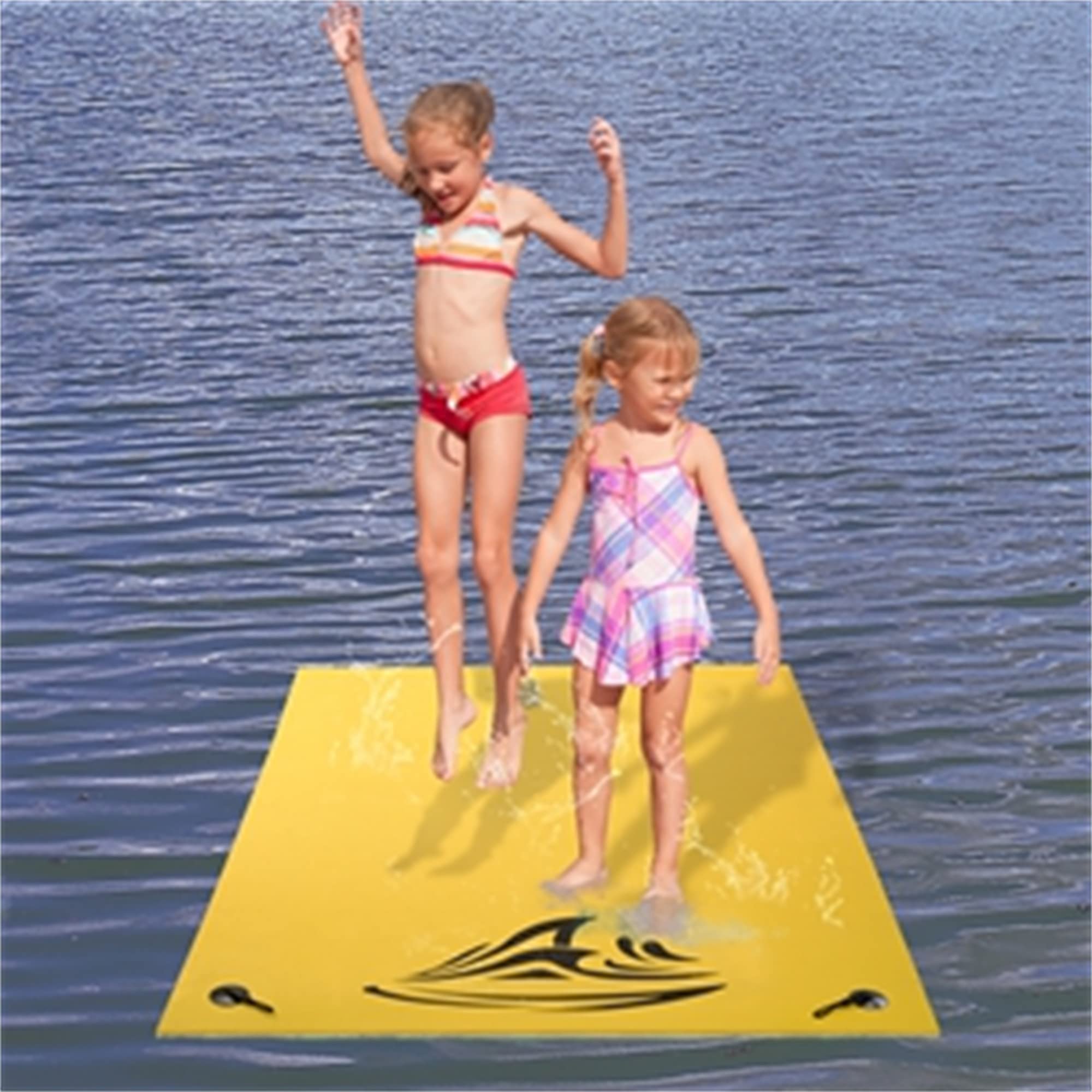 DERCASS 3-Layer XPE Floating Water Mat - Large Lake Floats for Adults, Kids - Water Recreation Pad with Storage Straps for Pool, Beach, Lake Activities - Perfect for Relaxing, Sunbathing & Family Fun