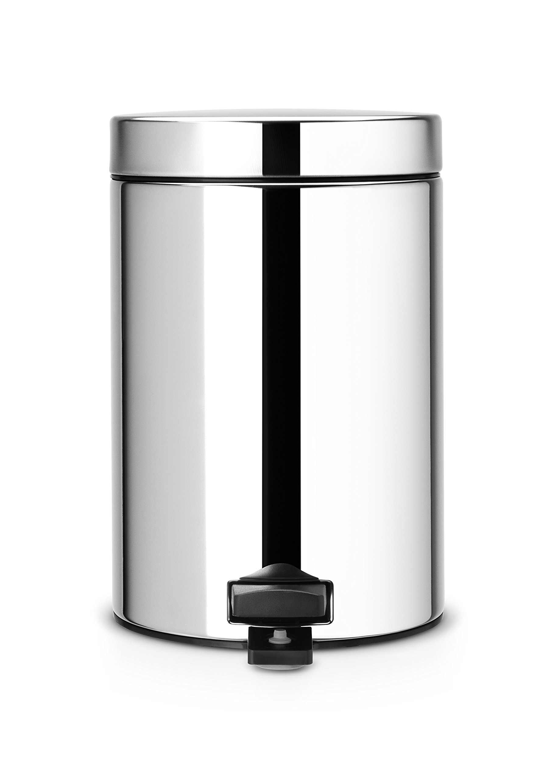 Brabantia 3L Stainless Steel Pedal Trash Can with Plastic Inner Bucket - Kitchen & Bathroom Waste Bin for Home & Office Use