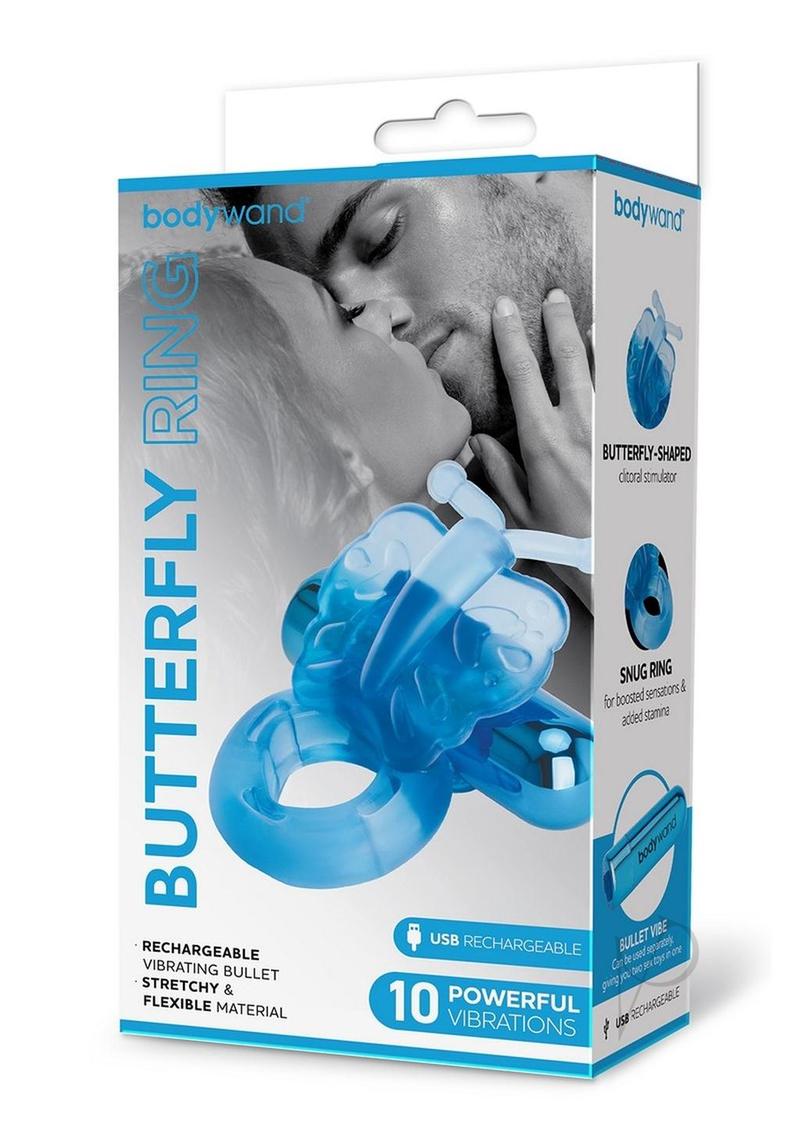 Bodywand Rechargeable Silicone Butterfly Ring - Blue | Waterproof & Quiet Personal Massager for Women | Perfect for Relaxation, Stress Relief & Intimate Moments