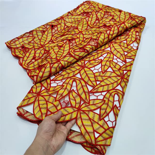 5 Yards African Nigerian Lace Guipure Fabric - Elegant Silk Bridal Dress Material for Wedding Gowns & Formal Attire | MaisonT Style 2054 | Perfect for Evening Gowns, Prom Dresses & Special Occasion Outfits