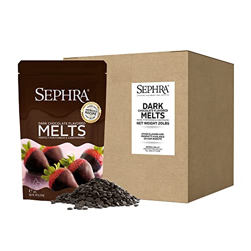 Premium Sephra Dark Chocolate Melts for Candy Making & Dipping - Kosher Dairy, Gluten-Free, No Trans Fat - Perfect for Chocolate Fountains, Fondue, Coating & Molding - Bulk 20 LBS for Parties, Baking & Dessert Decorating