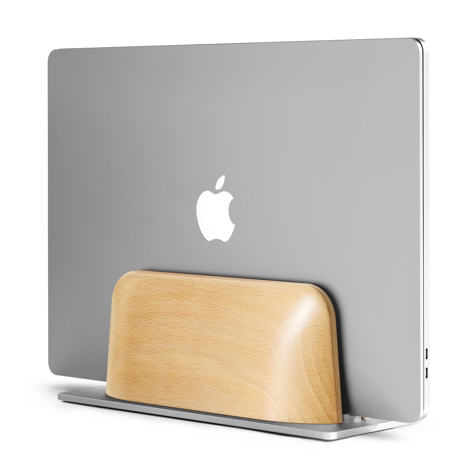 UPERGO Wooden Vertical Laptop Stand for MacBook Pro & Air - Adjustable Desktop Holder for 13-17 Inch Laptops - Space Saving Computer Riser for Home Office & Workspace Organization