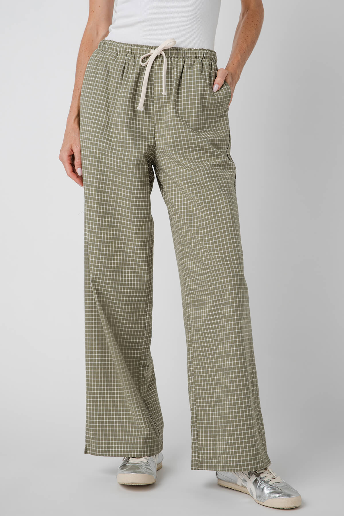 Stylish Buttermelon Drawstring Checkered Pants for Women - Casual Summer Lounge Pants with Elastic Waist - Perfect for Yoga, Travel & Home Comfort