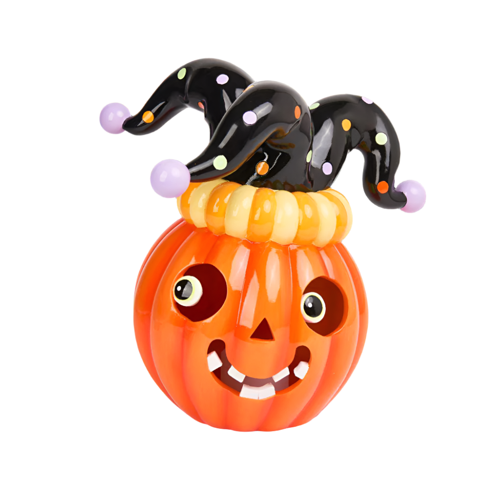 13.5 Inch Halloween Pumpkin with Jester Hat - 2024 New Arrival by December Diamonds - Perfect for Fall Decor, Thanksgiving Centerpiece & Spooky Party Decoration