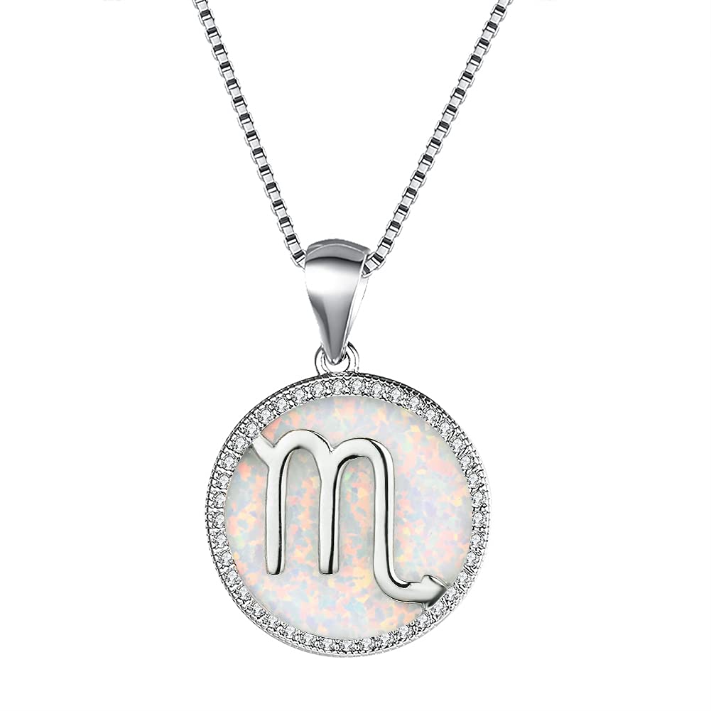 Opal Zodiac Necklace for Women & Girls - Birthstone Jewelry Gift for Birthday, Christmas, Anniversary & Valentine's Day | Elegant Simulated Opal Pendant for Zodiac Signs - Perfect for Daily Wear, Special Occasions & Gift Giving
