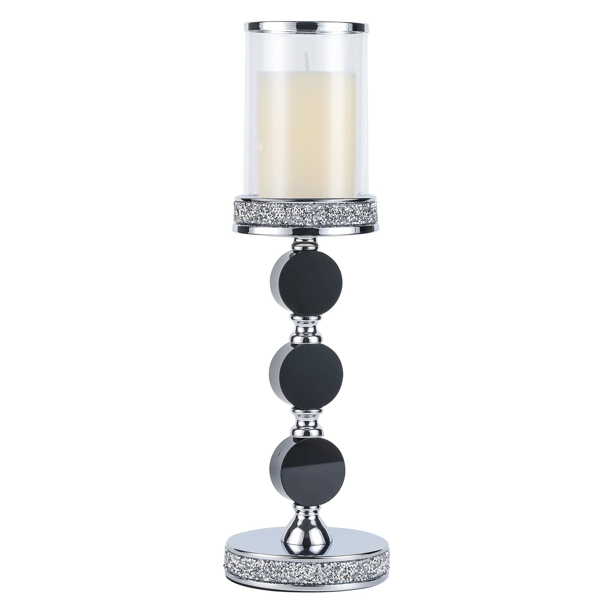 Crystal Pillar Candle Holders - Elegant Wedding Centerpiece Decor for Coffee Tables, Dining Tables, Christmas & Home Decor - Perfect for Romantic Dinners & Holiday Celebrations (CH215D)