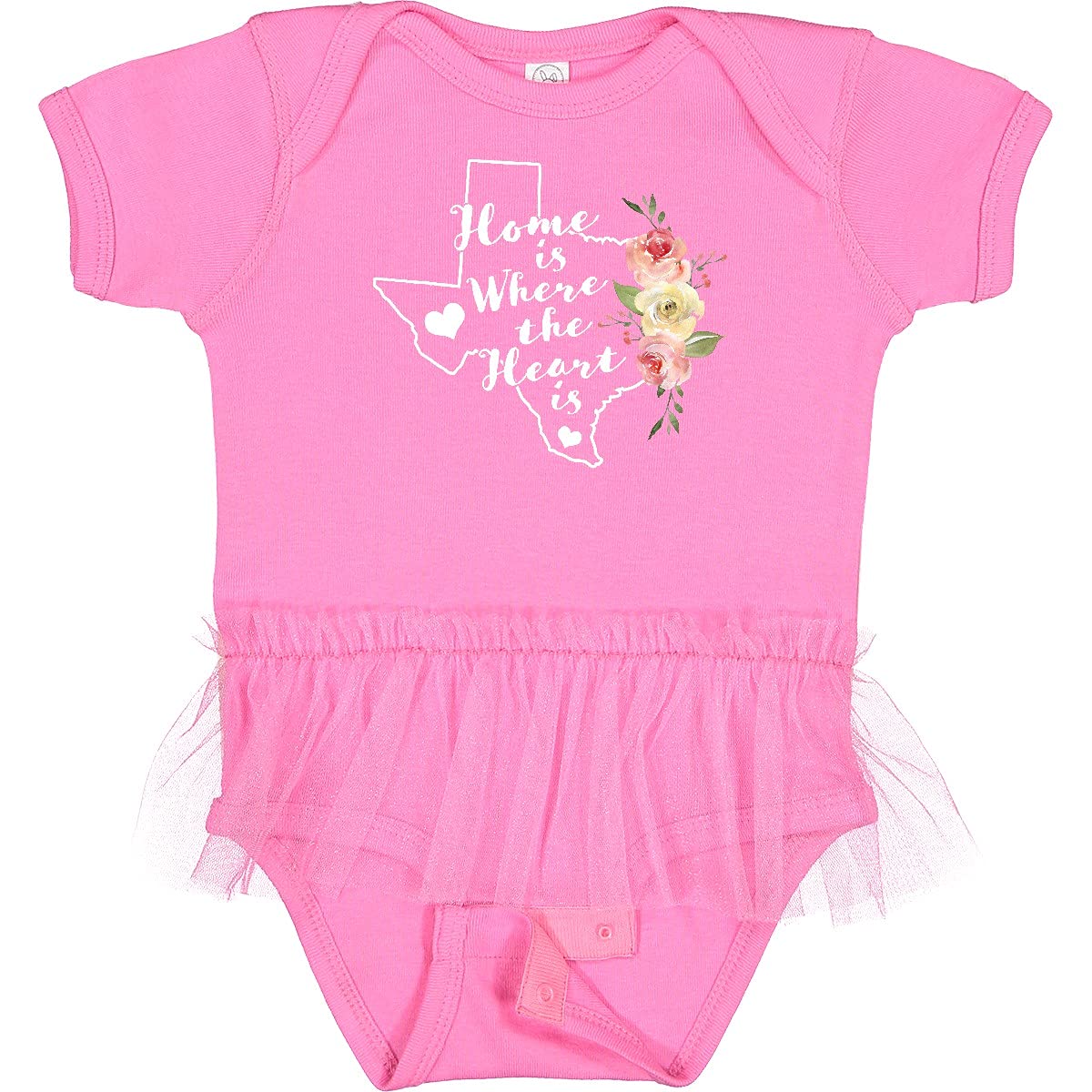 Inktastic Texas Home is Where The Heart is Watercolor Infant Tutu Bodysuit - Cute Baby Girl Outfit for Photoshoots, Holidays & Special Occasions