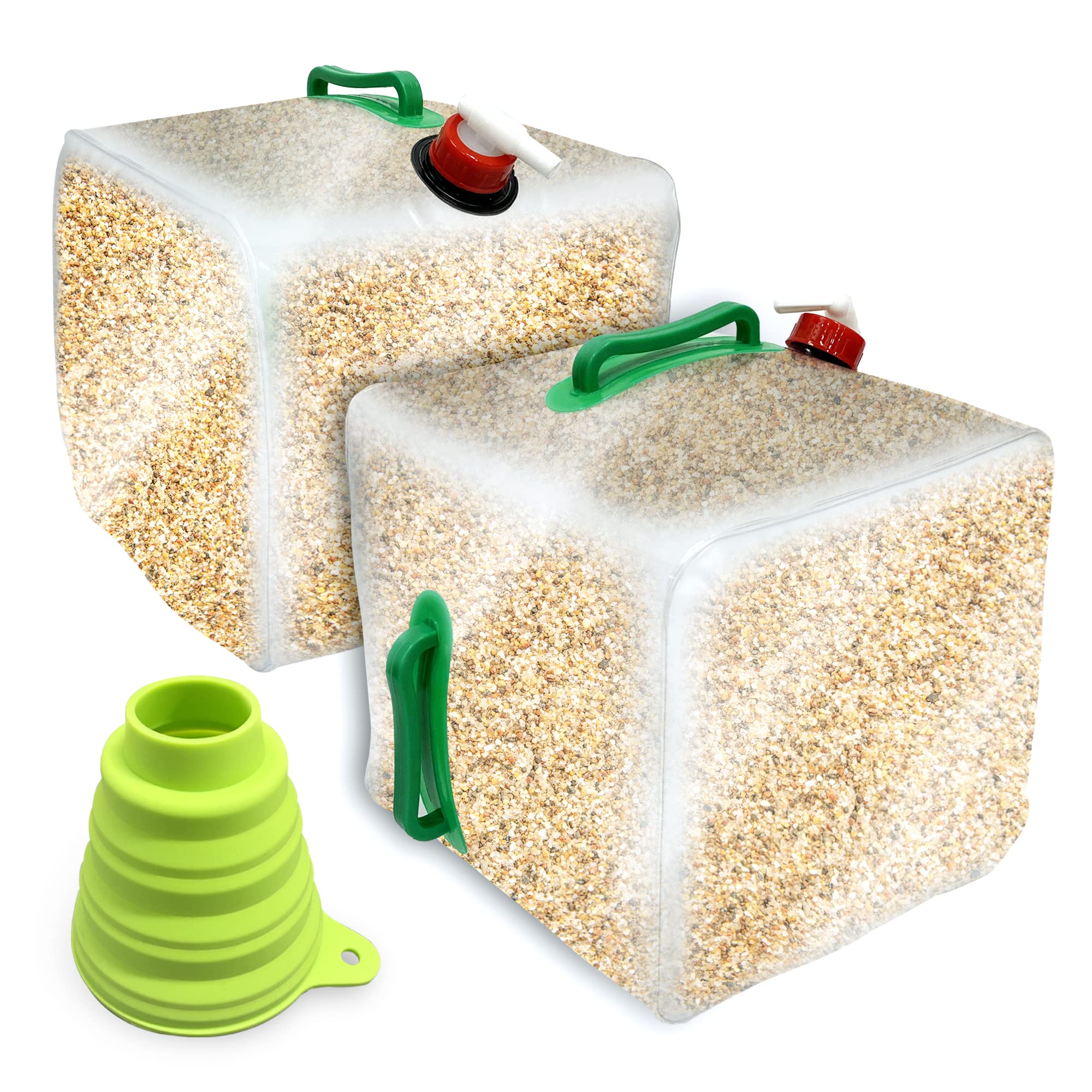 JANTENS 2-Pack Swimming Pool Ladder Weights with Collapsible Funnel - 11x11 Inch Sand Weights for Above Ground Pool Entry Systems, Steps & Ladders - Secure & Stabilize Your Pool Ladder for Safe Swimming & Relaxation