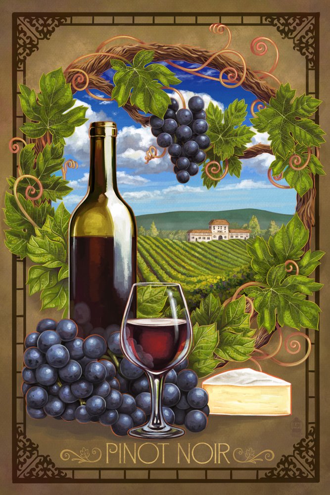 Premium Pinot Noir Giclee Art Print 36x54 - High-Quality Gallery Wall Decor with Vivid Textures - Perfect for Living Room, Dining Room & Wine Cellar Decor