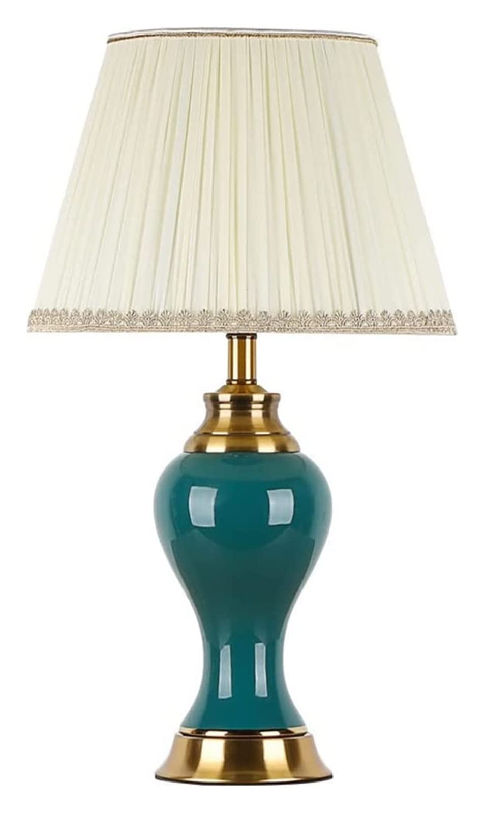 Ceramic Table Lamp - Dark Green Glazed Ceramic Desk Lamp for Bedroom, Bedside, Office & Hotel Decor - Night Light for Cozy Ambiance | Perfect for Reading, Relaxing & Chinese Club Style Decor