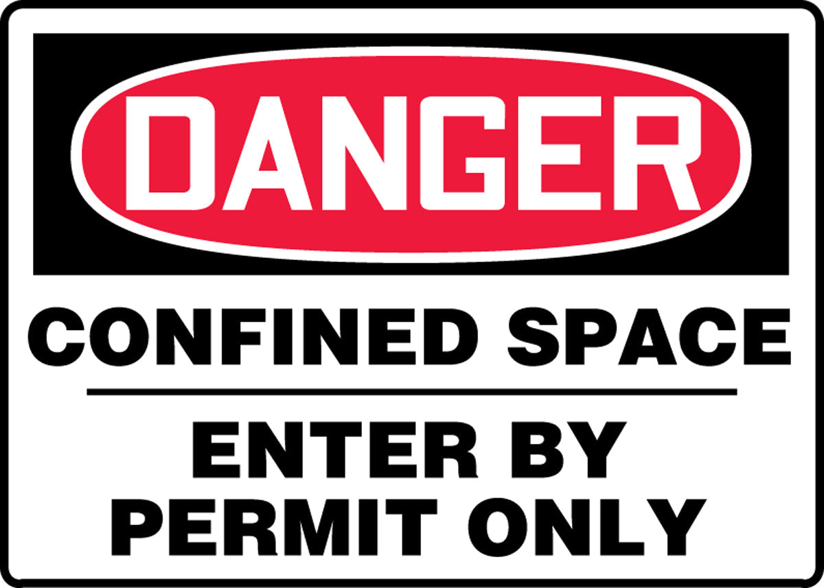 Accuform® 7x10 Inch Aluminum Safety Sign - DANGER Confined Space Enter by Permit Only - Red, Black & White - OSHA Compliant for Construction Sites & Industrial Areas