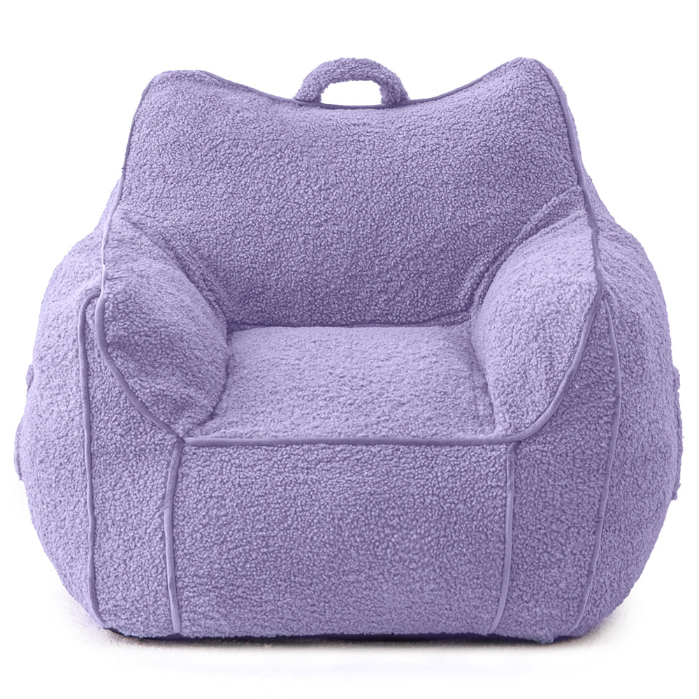MAXYOYO Kids Bean Bag Chair - Soft Sherpa Bean Bag Couch with Decorative Edges for Children's Room | Comfortable Seating for Playroom, Bedroom & Reading Nook (Purple)