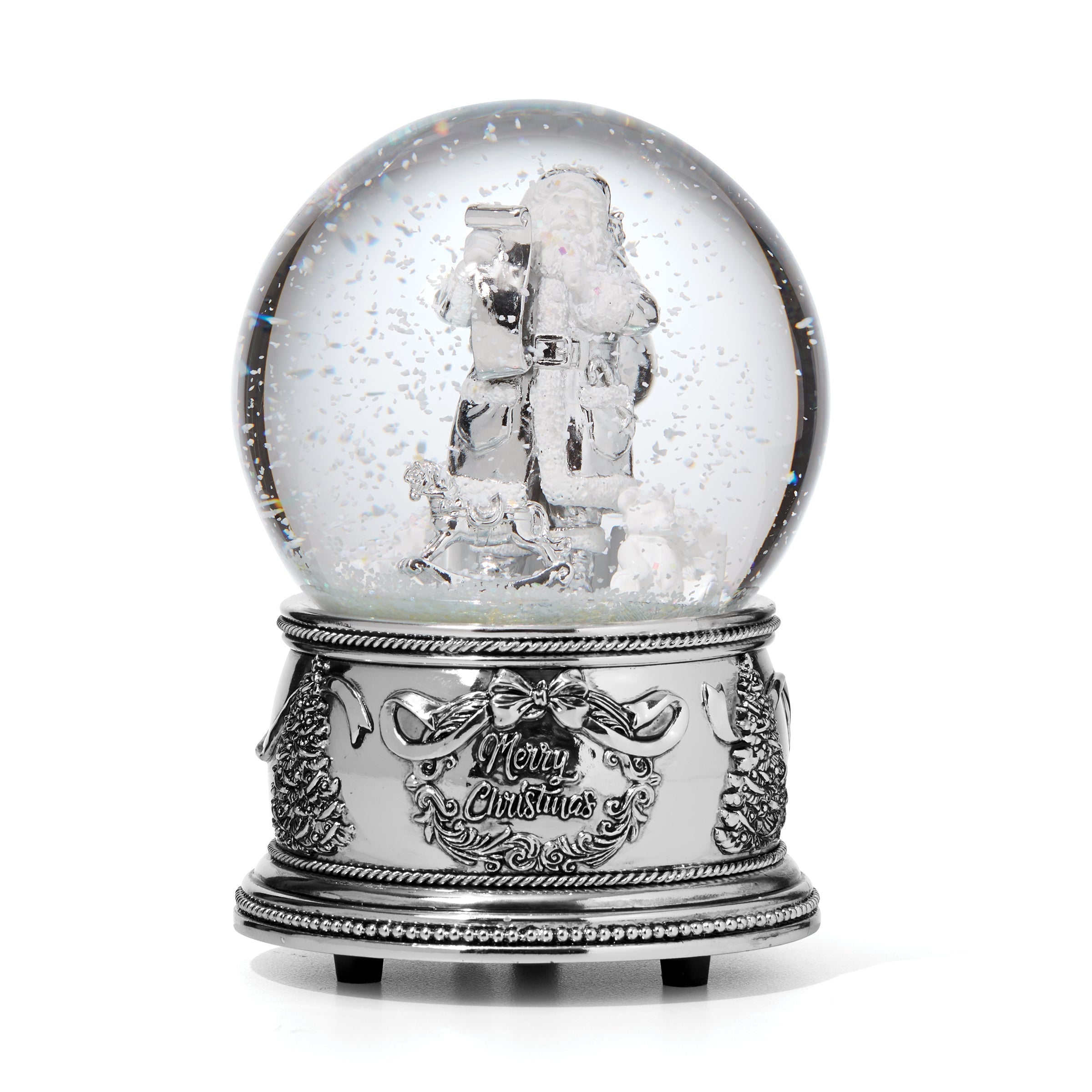 Santa Musical Snow Globe - Christmas Holiday Decor with Music & Falling Snow - Perfect for Home, Office, and Gift Giving
