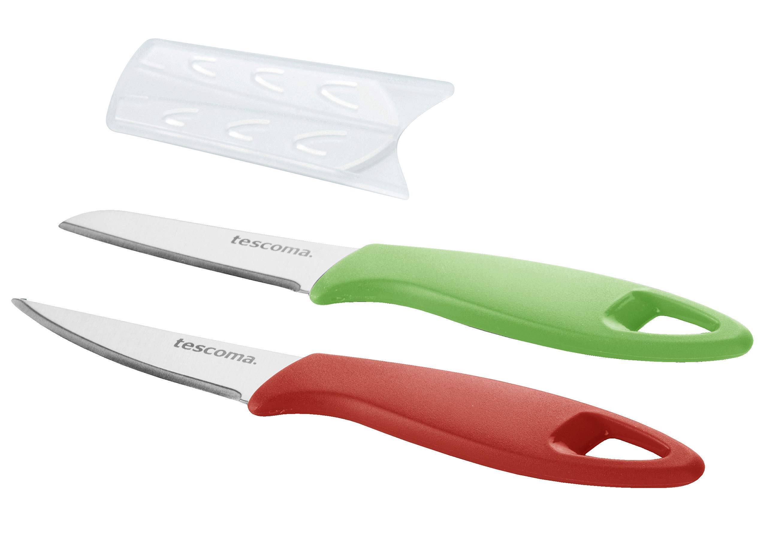 Tescoma PRESTO Mini Knife Set of 2 - 6cm Stainless Steel Kitchen Knives with Colorful Handles - Perfect for Fruit Cutting, Crafting & Small Kitchen Tasks