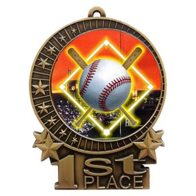 3 Inch Gold Silver Bronze Baseball Medals - Pack of 1 to 50 - Sports Trophy Awards for Tournaments, Competitions & Ceremonies - Perfect Gift for Players, Coaches & Teams