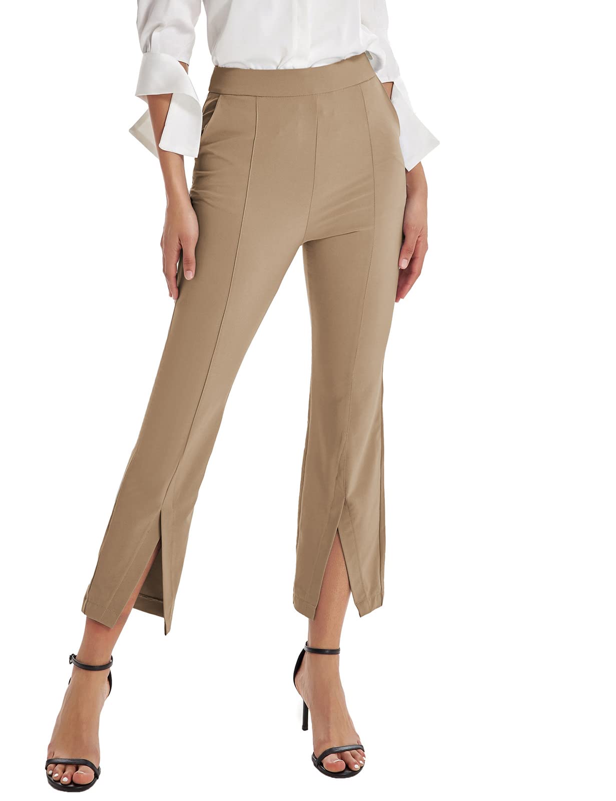 GRACE KARIN Women's High Waisted Dress Pants - Split Front Business Casual Work Pants with Pockets for Office & Professional Wear | Perfect for Business Meetings, Office Work & Formal Occasions
