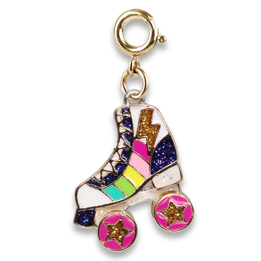 Gold Rainbow Roller Skate Charm - Vintage Style Roller Skating Jewelry for Bracelets & Necklaces - Perfect for Skaters, Roller Derby, 80s Theme Parties & Gift Giving