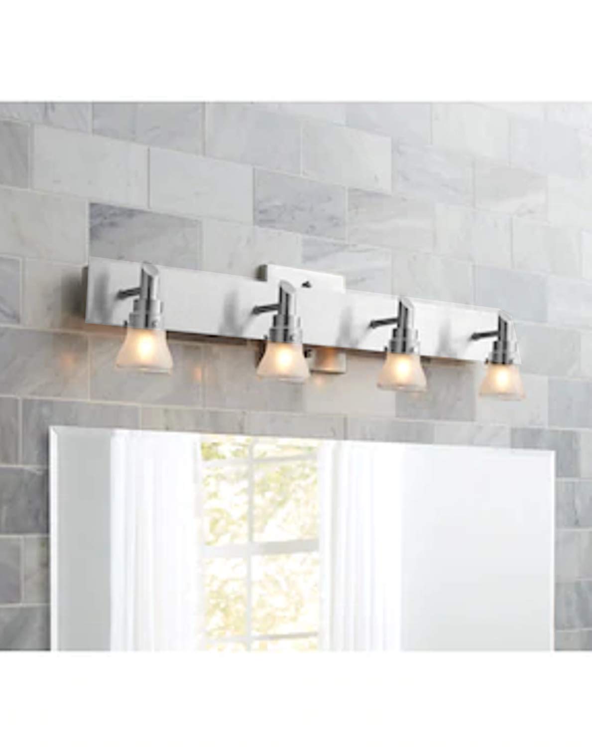 4-Light Brushed Nickel Bathroom Vanity Light Fixture - Modern Waterproof Lighting for Bathroom, Powder Room & Dressing Area